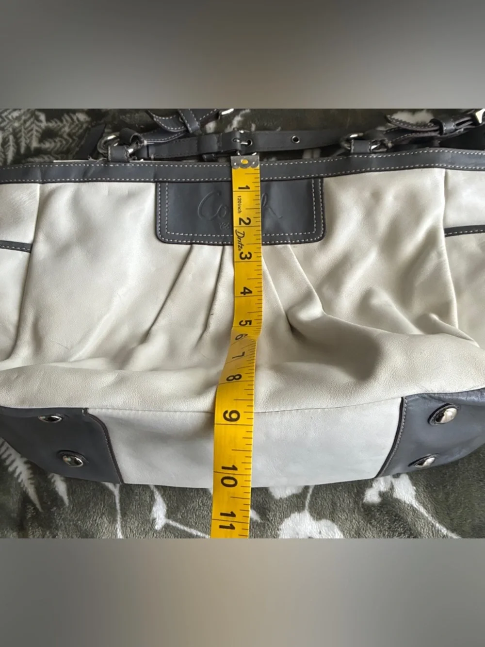 Coach Two-Tone Leather Shoulder Bag in Light Gray and white - Picture 5 of 16